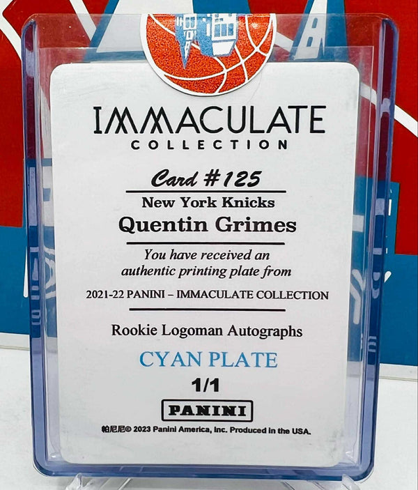 Panini Immaculate 2021-22 Rookie Logoman Autographs Printing Plate Cyan Plate #/1