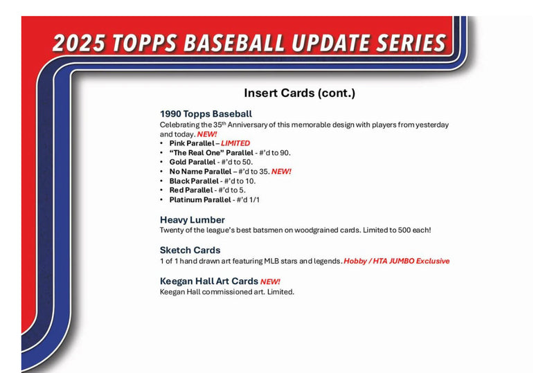 Topps Baseball 2025 Update Series Hobby Box