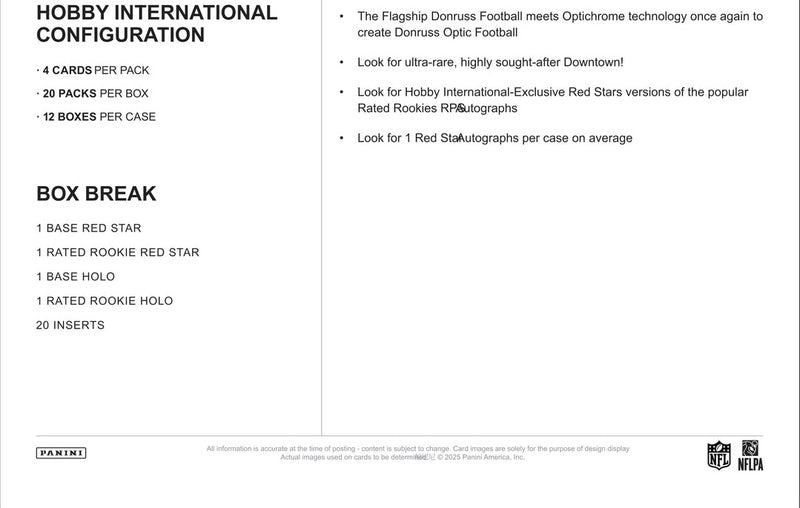 Panini Optic NFL Hobby International Box