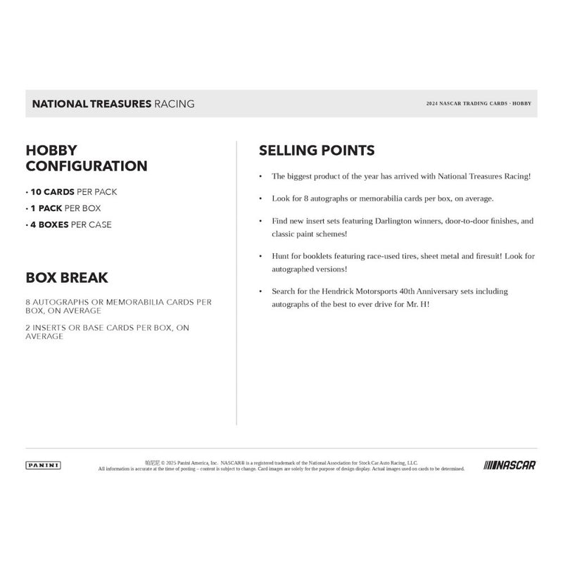 Panini NASCAR 2024 National Treasures Hobby Box