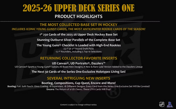 Upper Deck NHL 2025-26 Series 1 Hockey Blaster Box
