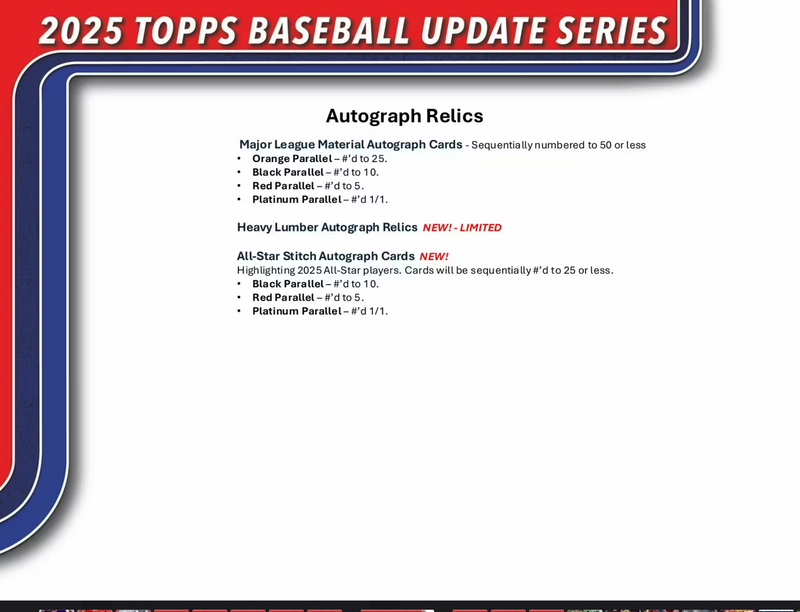 Topps Baseball 2025 Update Series Blaster Box